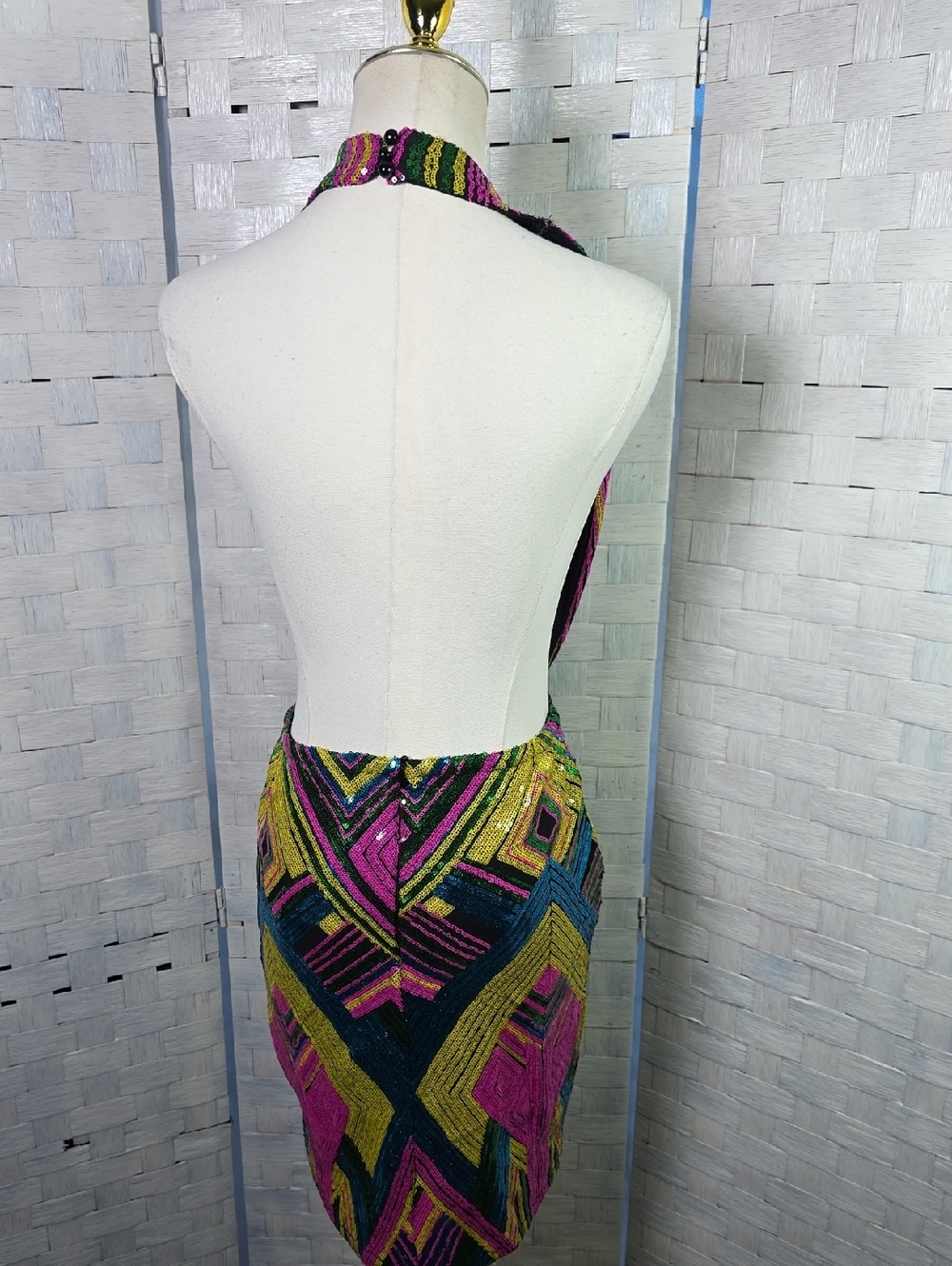 Fashion Nova Multicolor Sequin Halter Mini Dress - Picture 5 of 8